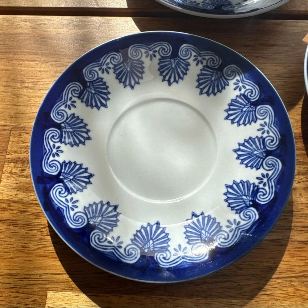 Bombay Porcelain Fine China 8 piece Blue White Set Cream Sugar Teacups